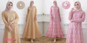 55+ Model Baju Gamis Brokat Stylish Terbaru