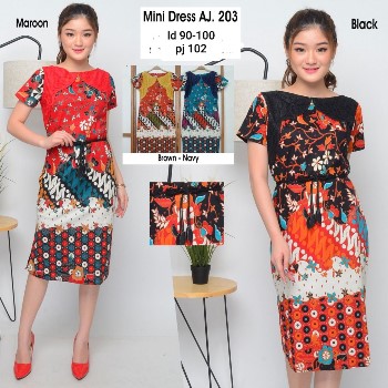 Dress Batik Kombinasi Brokat Bangkok