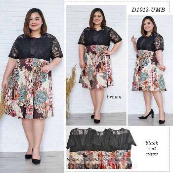 Dress Batik Kombinasi Brokat Jumbo
