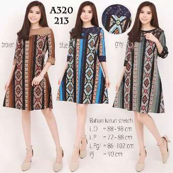 Dress Batik Kombinasi Brokat Modern