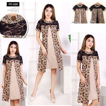 Dress Batik Kombinasi Brokat Supplier