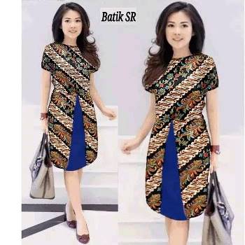 Dress Batik Kombinasi Satin Cika