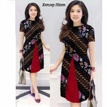 Dress Batik Kombinasi Satin Kemsep