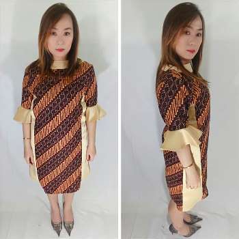 Dress Batik Kombinasi Satin Parang