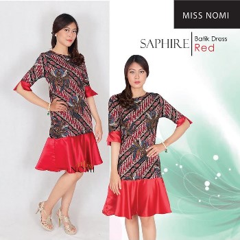 Dress Batik Kombinasi Satin Saphire