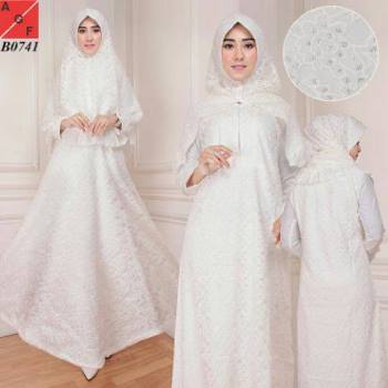 Gamis Brokat Putih AGF