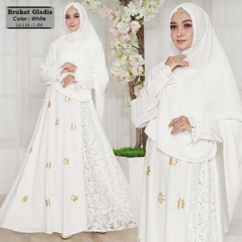 Gamis Brokat Putih Gladis