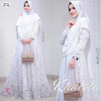 Gamis Brokat Putih Khalifa