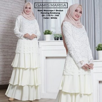 Gamis Brokat Putih Marisa