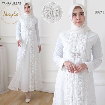 Gamis Brokat Putih Nayla