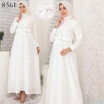 Gamis Brokat Putih Polos