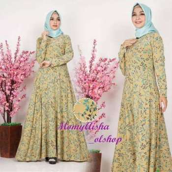 Gamis Jersey Motif Daun