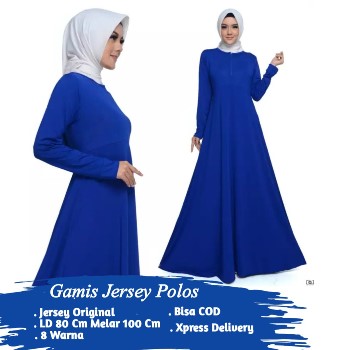 Gamis Jersey Polos Blue