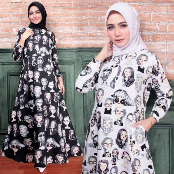Gamis Katun Kekinian Retro
