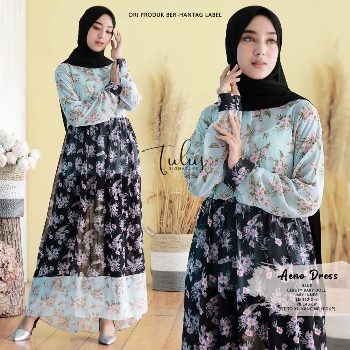 Gamis Modern Motif Bunga Aeno