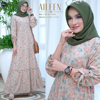 Gamis Modern Motif Bunga Aileen