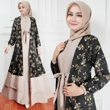 Gamis Modern Motif Bunga Motif
