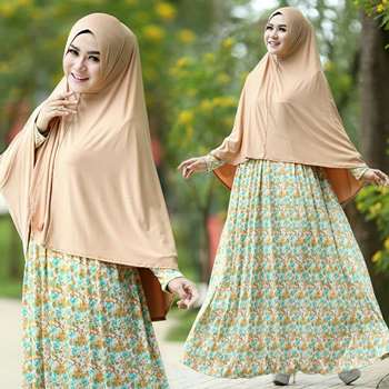 Gamis Modern Motif Bunga Terbaru