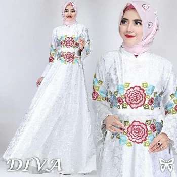Gamis Putih Bordir Diva