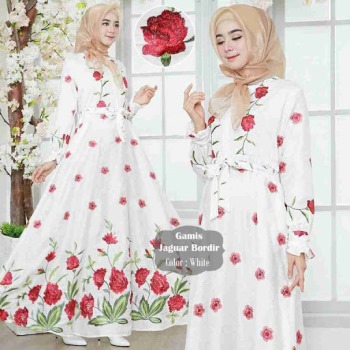 Gamis Putih Bordir Jaguar