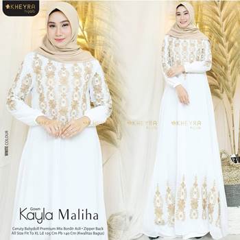 Gamis Putih Kombinasi Batik Maliha