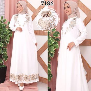 Gamis Putih Kombinasi Batik Saika