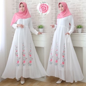 Gamis Putih Modern Rose