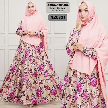 Gamis Syar'i Motif Bunga Febriona