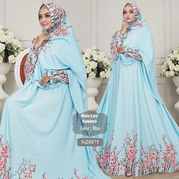 Gamis Syar'i Motif Bunga Sakura