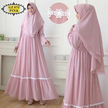 Gamis Syar'i Polos Pink