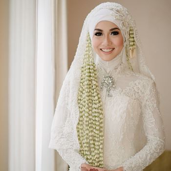 Kebaya Pengantin Kerah Shanghai Putih
