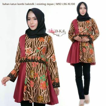 Tunik Batik Kombinasi Katun