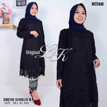 Tunik Brokat Hitam Dahlia