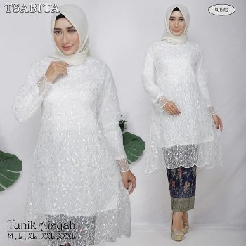 Tunik Brokat Putih Aisyah