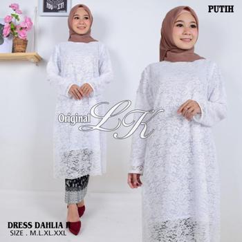 Tunik Brokat Putih Dahlia