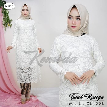 Tunik Brokat Putih Raisya