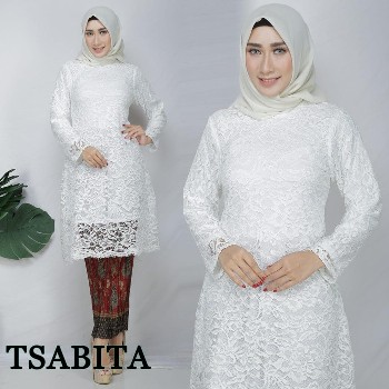 Tunik Brokat Putih Tsabita