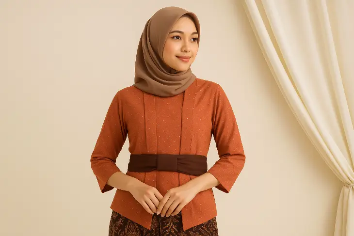 Kebaya Kutubaru Terakota - Adem dan Nggak Ribet